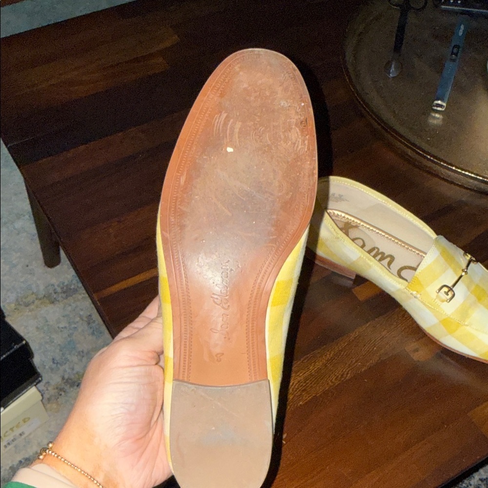 Yellow Gingham Loafers with Gold Horsebit - Picture 4 of 4